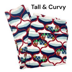 Christmas Lularoe Leggings TC Santa Deer Snow Cabin